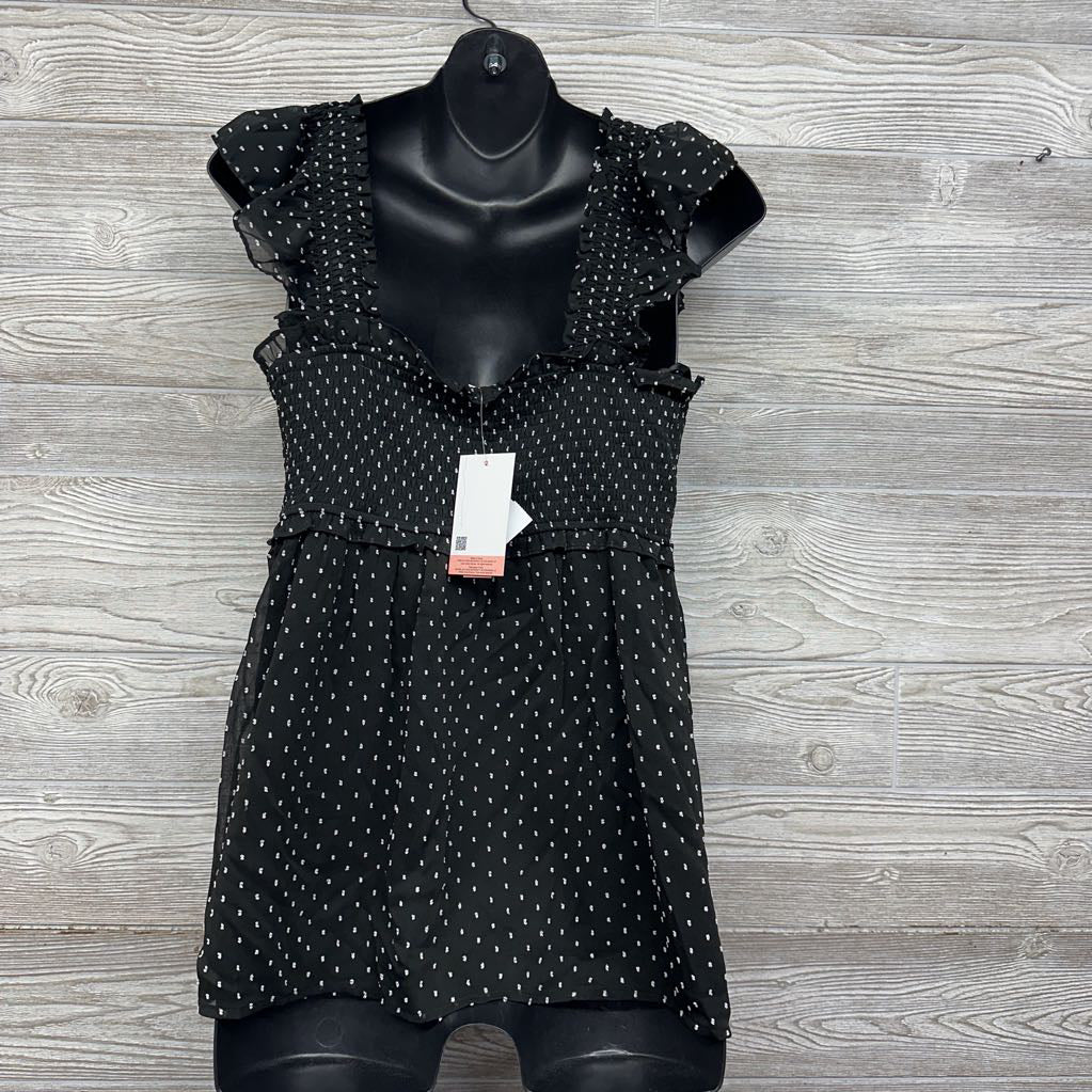 NEW Smocked Blouse Flutter Sleeve Polka Dot Large