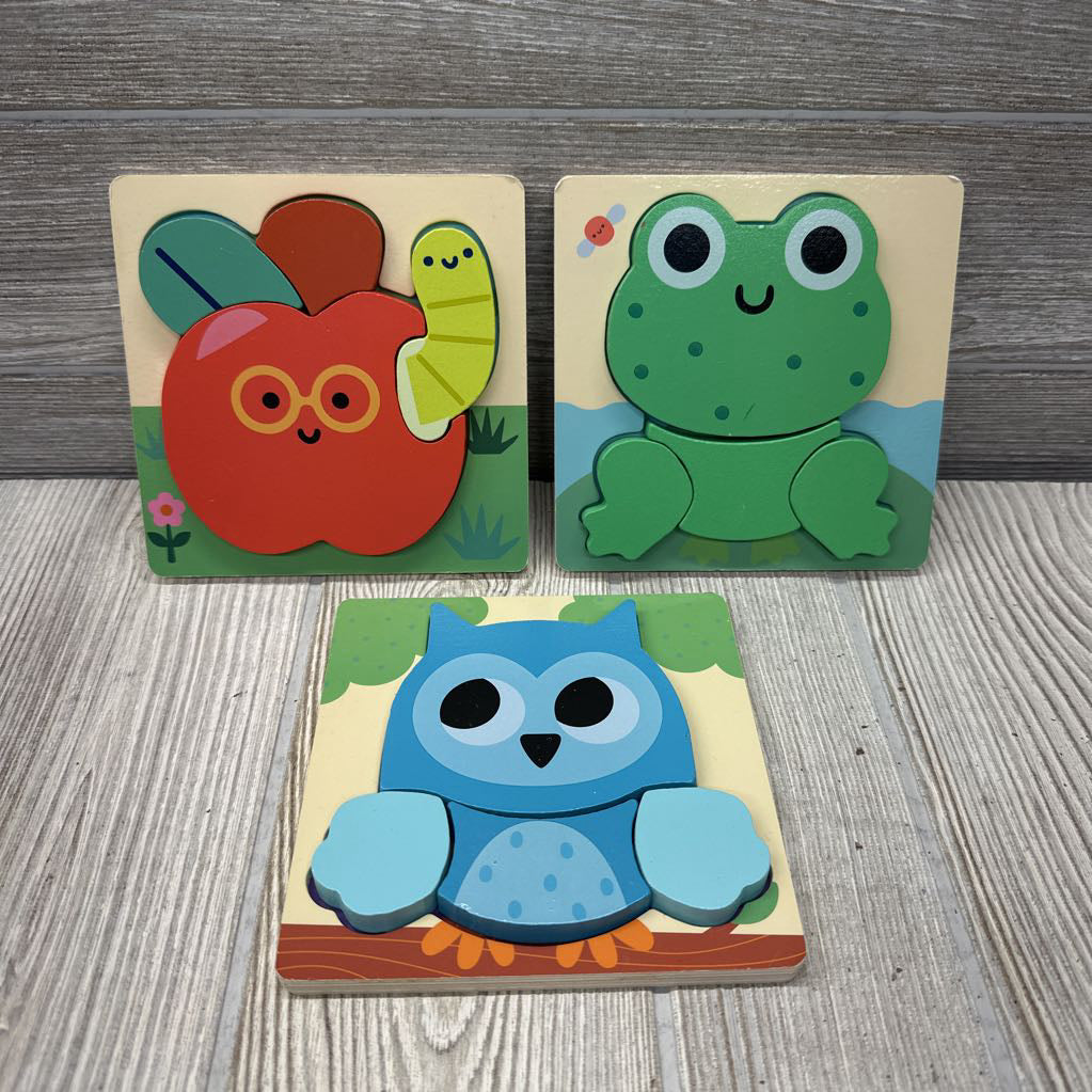 Owl, Apple, Frog Chunky Puzzle