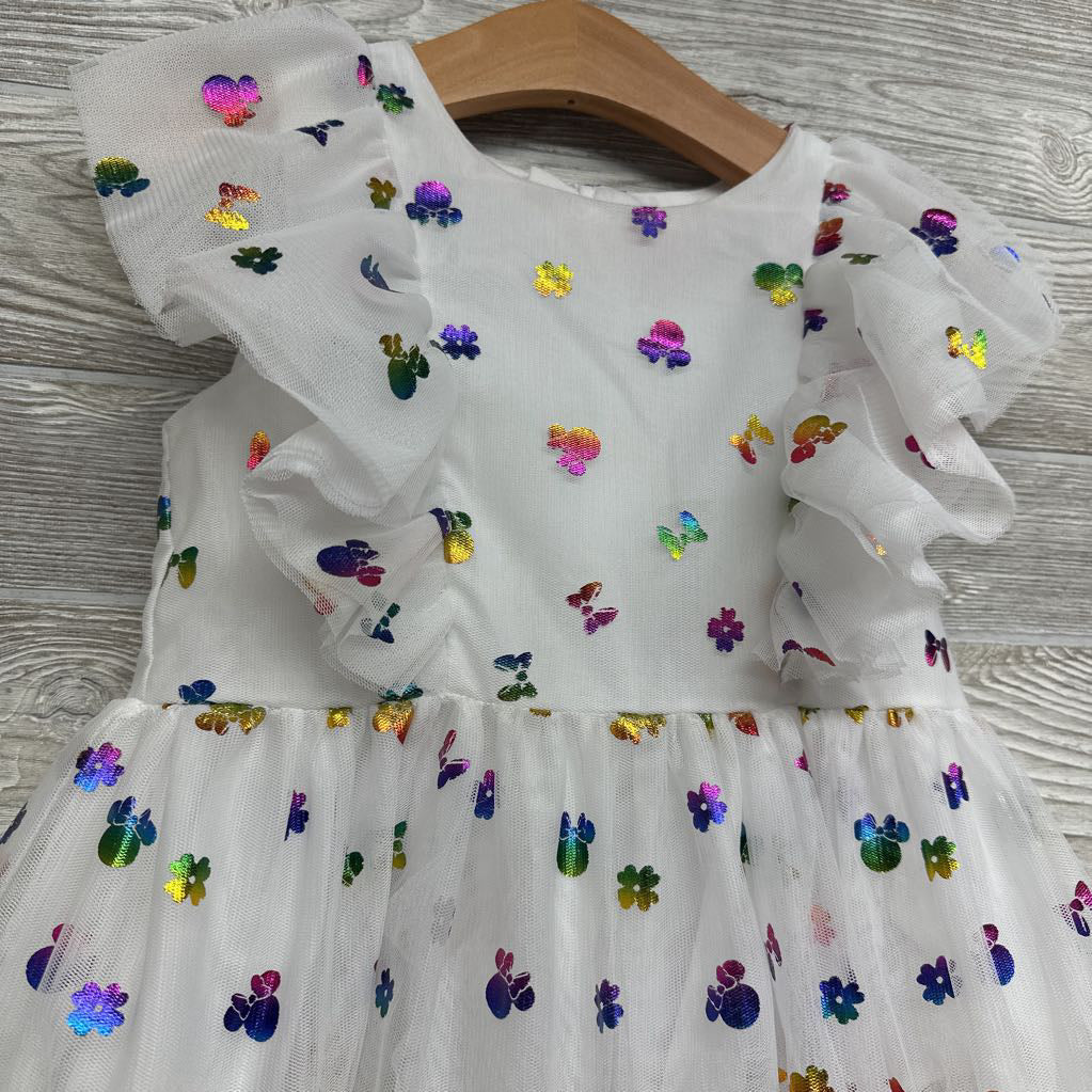 Tulle Dress Ruffles Metallic Bows & Minnie Mouse 5t