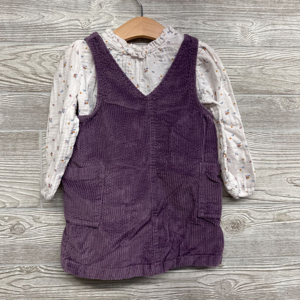 Corduroy Jumper & Muslin Shirt Flowers 3t