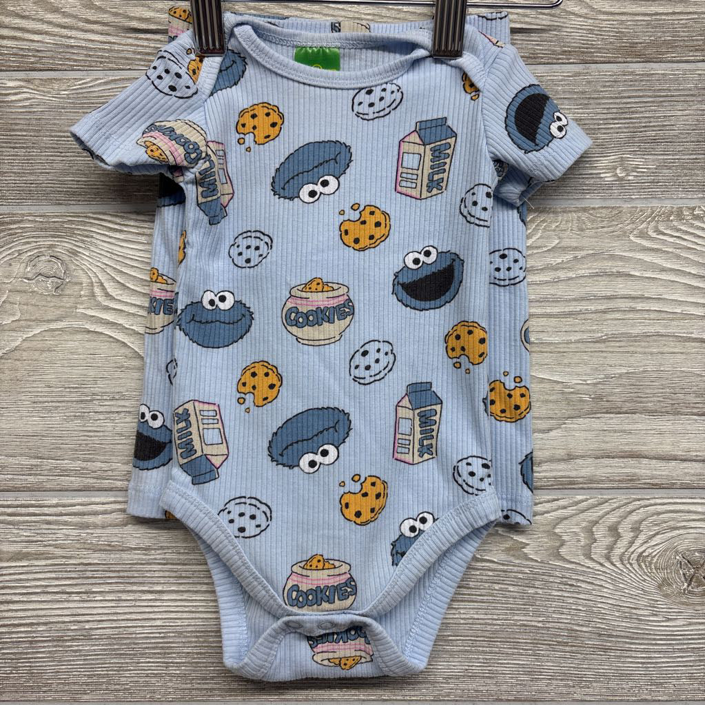 Ribbed Bodysuit & Pants Cookie Monster Milk 0-3M