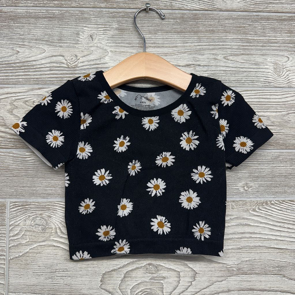 Ribbed Stretch Crop Shirt Flowers 6-7