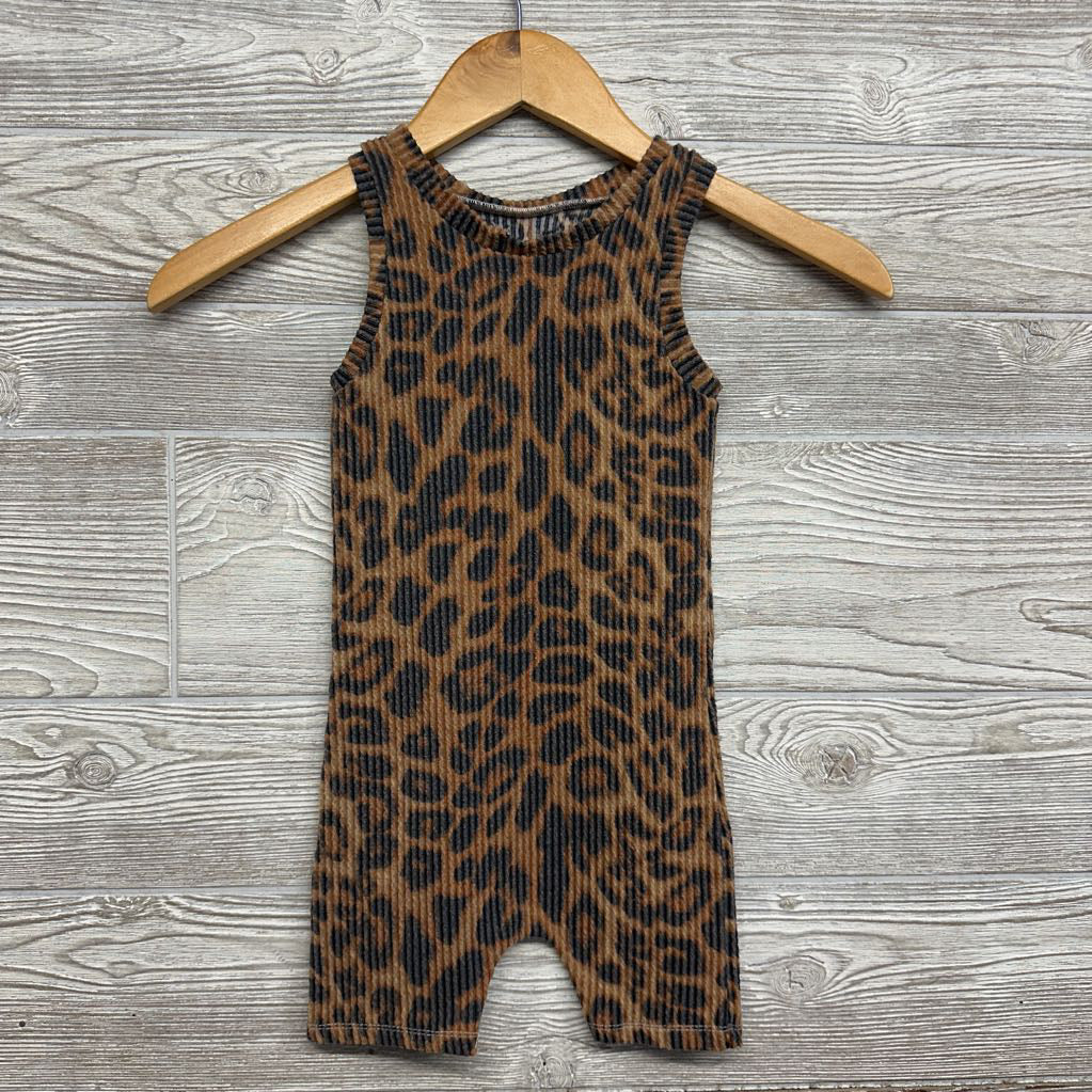 Handmade Ribbed Tank Romper Animal Print 4-5