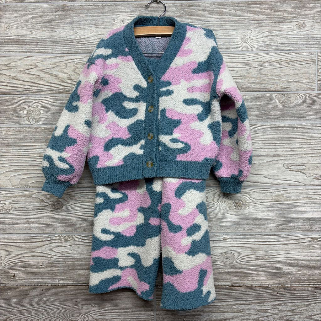 Plush Cardigan & Wide Leg Pants Camo 4T