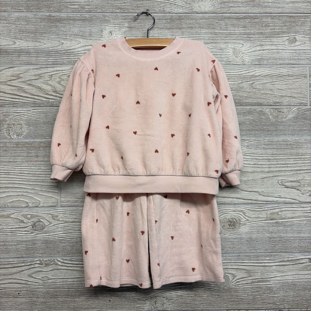 Velour Crewneck & Wide Leg Pants Hearts 3T