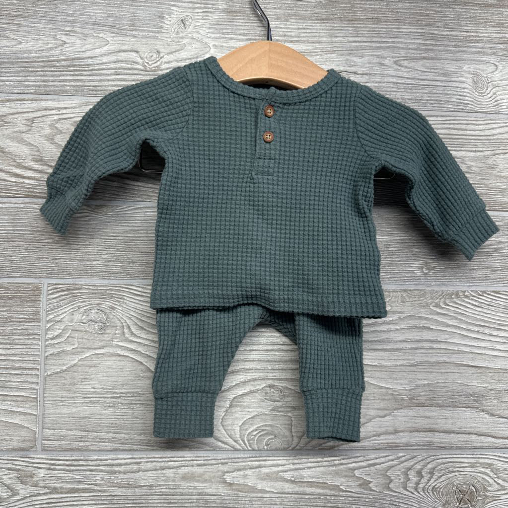 LS Waffle Knit Henley Shirt & Pants NB