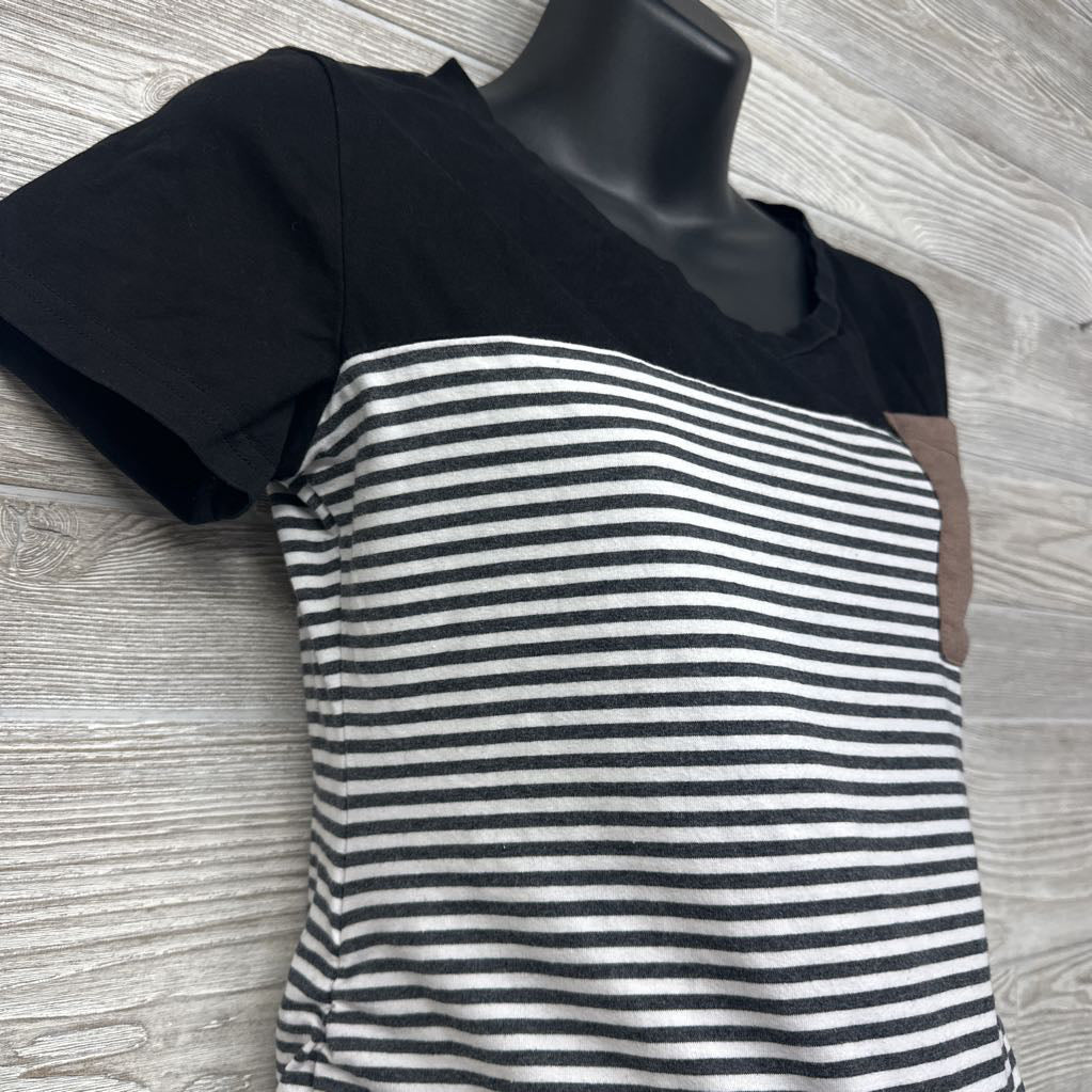 Ruched Pocket Shirt Stripes Medium