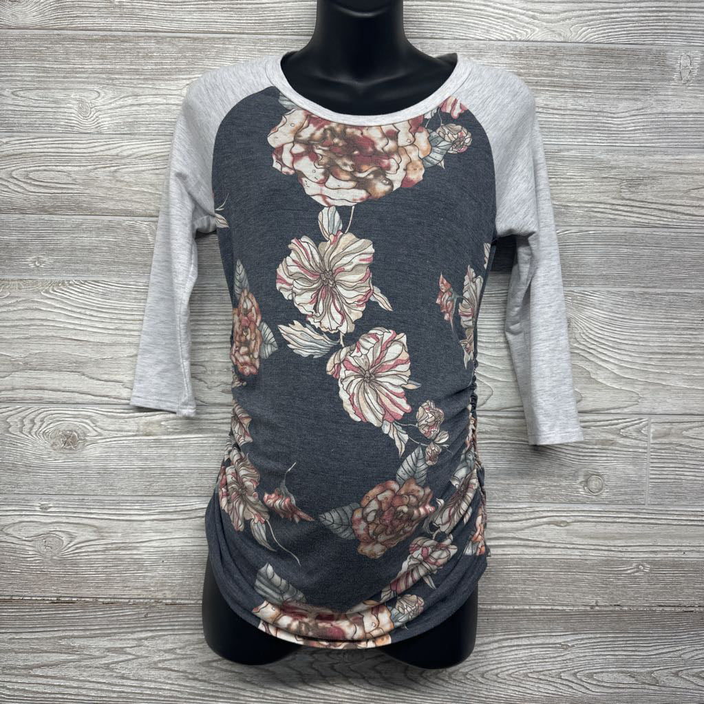 Ruched Raglan Shirt Flowers Medium