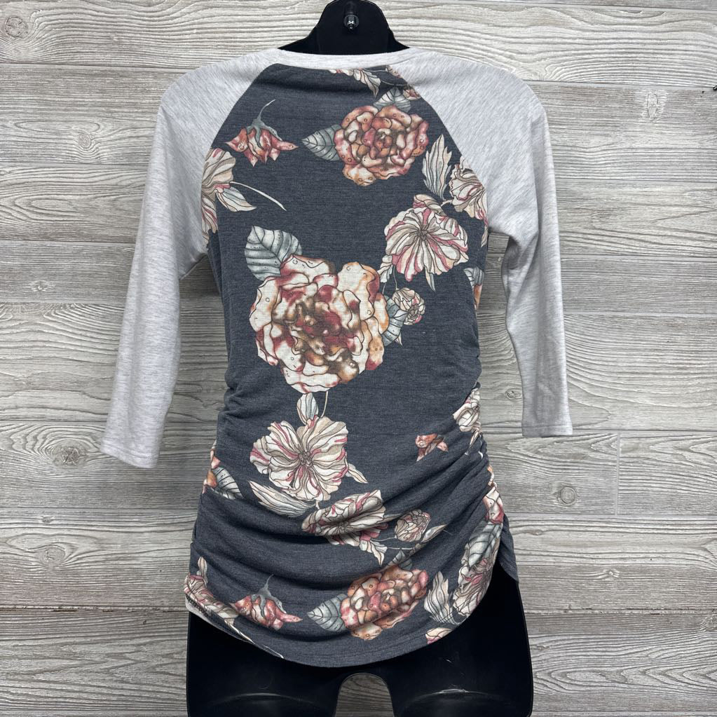 Ruched Raglan Shirt Flowers Medium