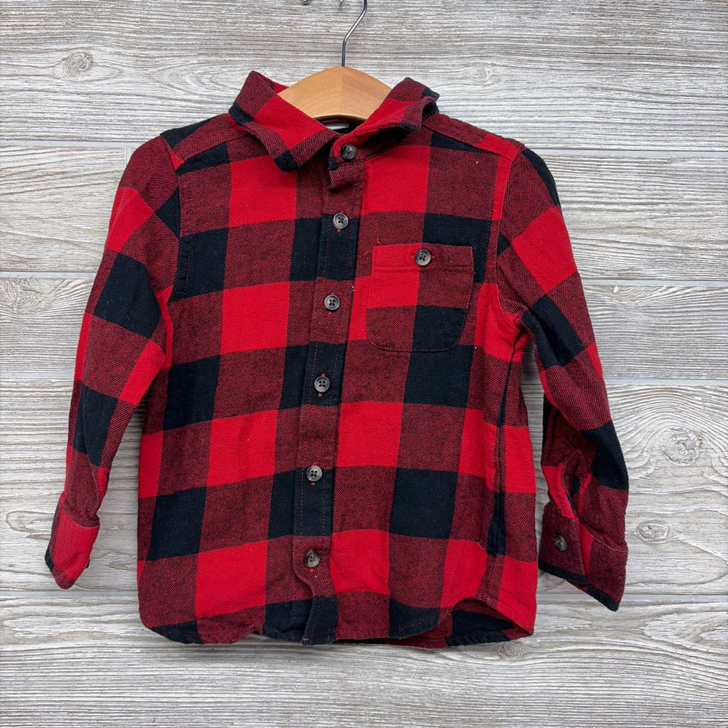LS Button Up Flannel Shirt Buffalo Plaid 3T