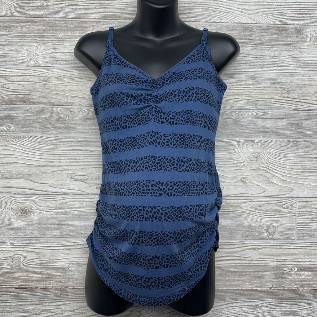 Clip Down Nursing Tank Top Animal Print Stripes Medium
