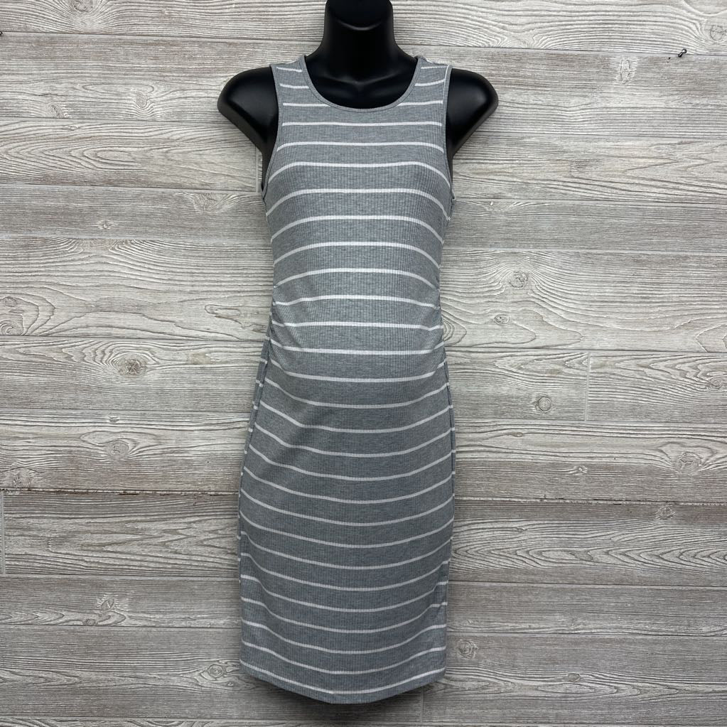 Striped Ruched Sleeveless Dress Small