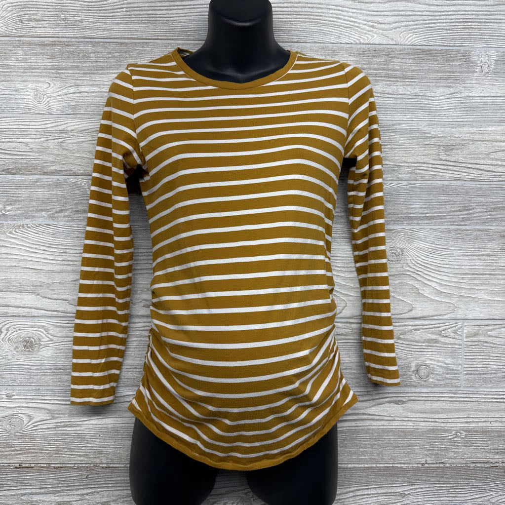 Striped LS Ruched Shirt Small