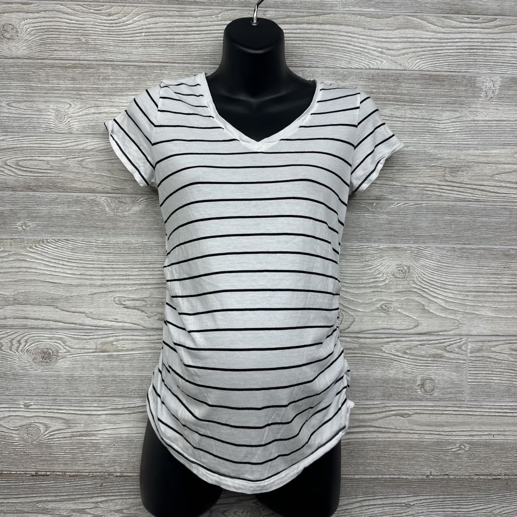 V Neck Ruched Shirt Stripes Small
