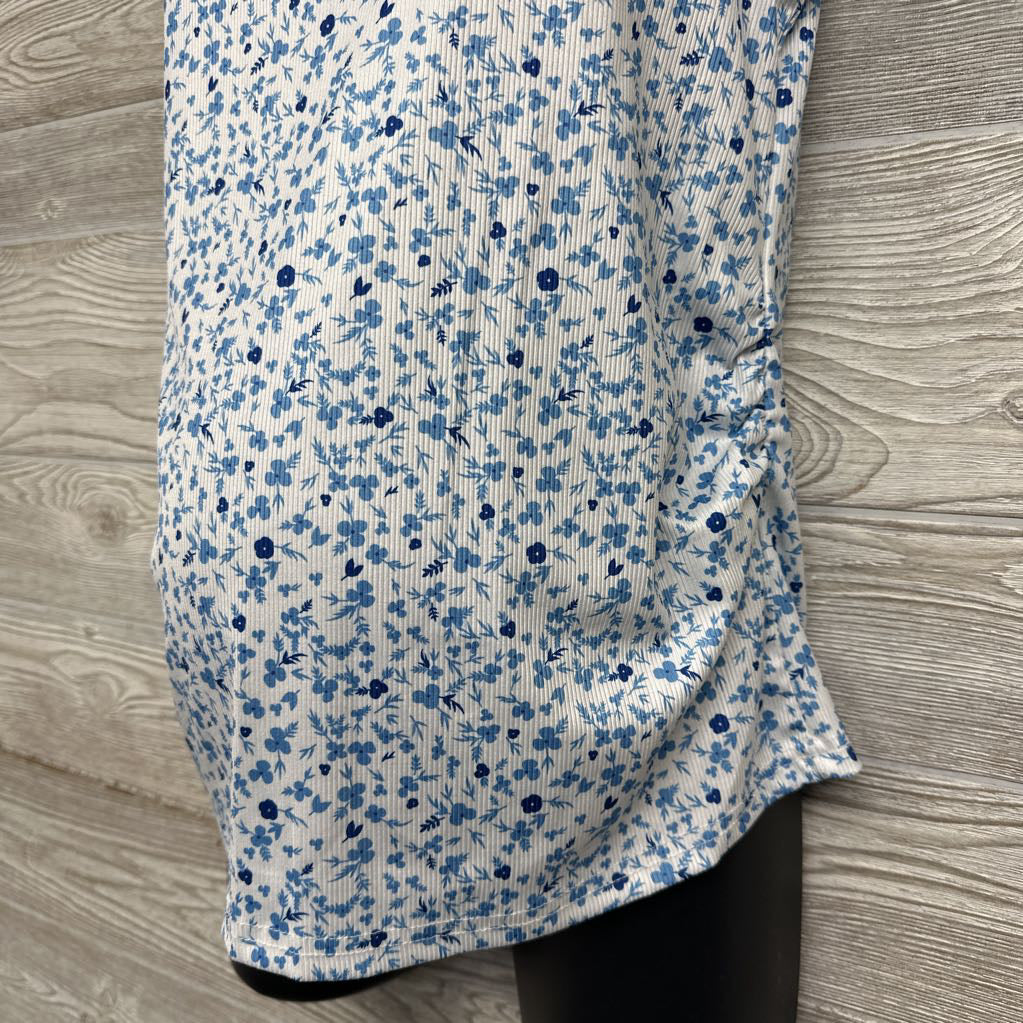 Flutter Sleeve Ribbed Shirt Flowers Large
