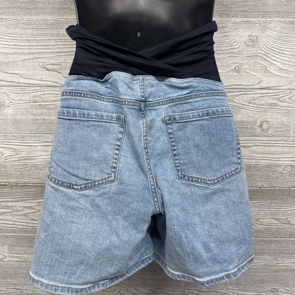 Cross Panel Denim Midi Shorts 8/Medium