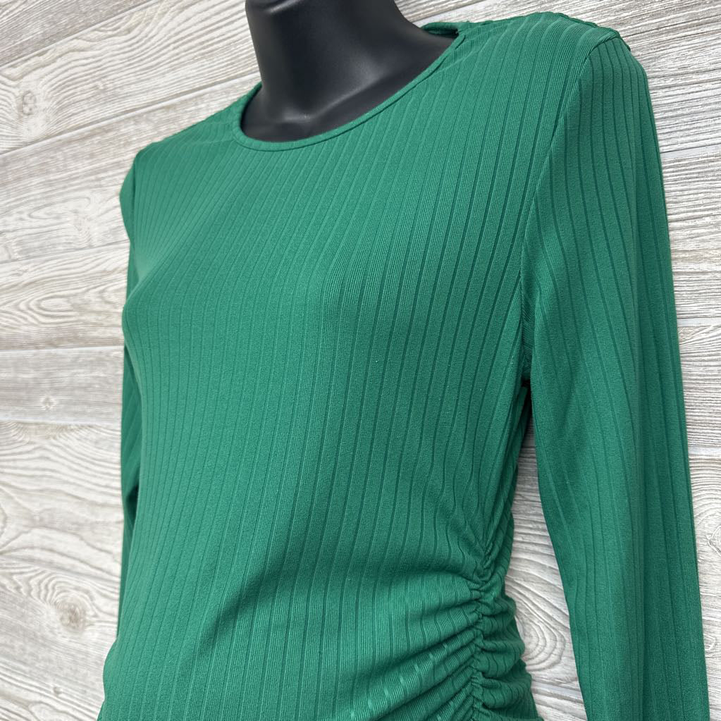 LS Ruched Shirt Small Ribbed Large
