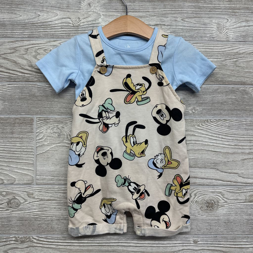 Shortalls Mickey Characters & Shirt 18M