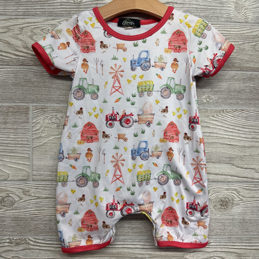 Shorty Romper Farm Tractors 12-24M