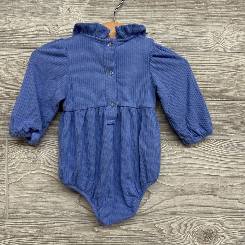 LS Ribbed Bamboo Ruffle Collar Romper 3-6M