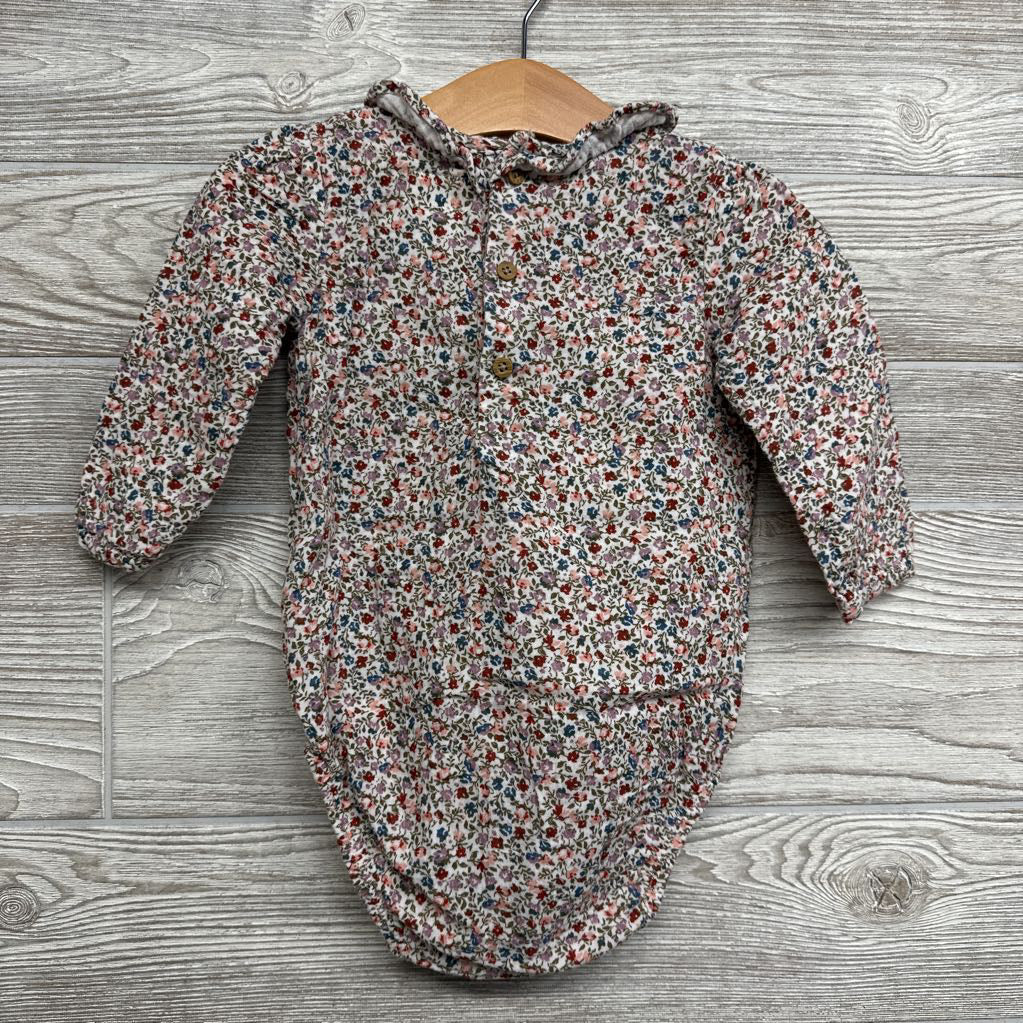 Linen Bodysuit Flowers Ruffles 12M
