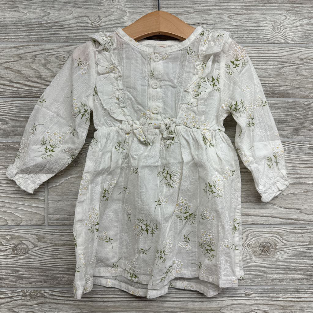LS Dress Flowers Ruffle 2T