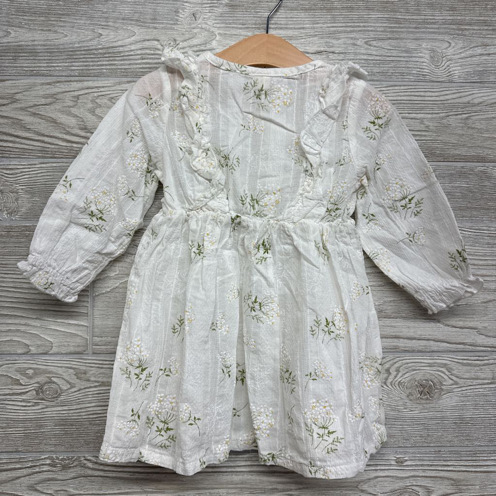 LS Dress Flowers Ruffle 2T