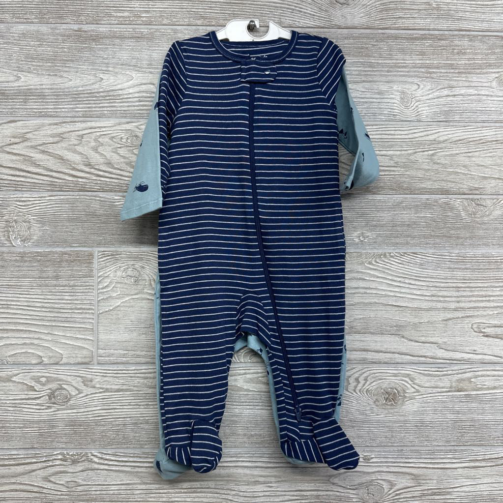 NEW 2 Pk Sleepers Whales & Stripes 6M