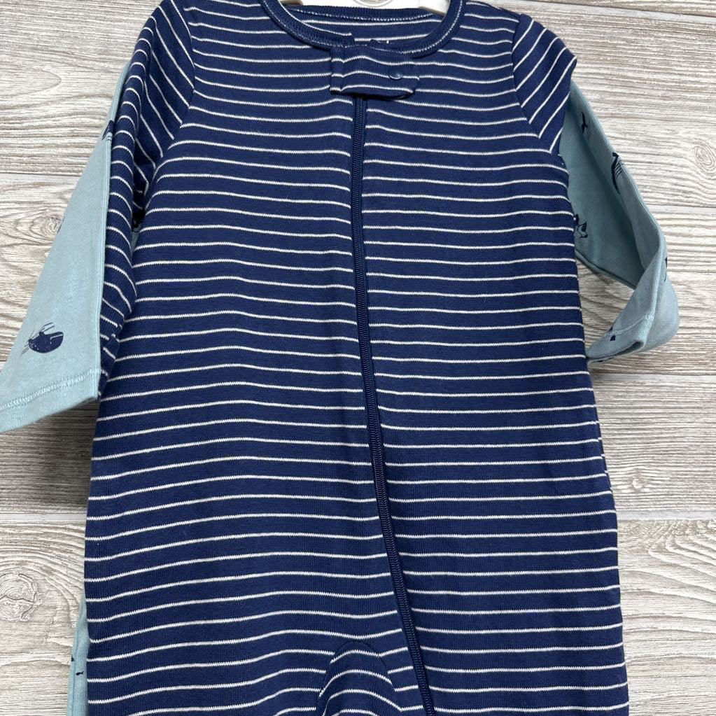 NEW 2 Pk Sleepers Whales & Stripes 6M
