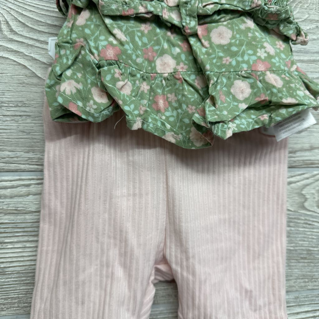 NEW Smocked Shirt Flowers & Ribbed Bike Shorts W/ Headwrap 2T