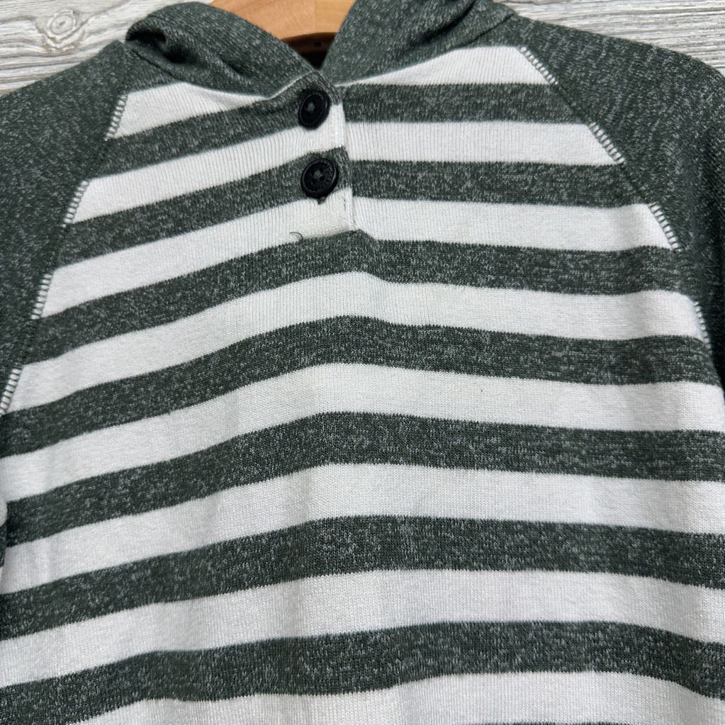 LS Hacci Henley Shirt W/ Hood Stripes 3T