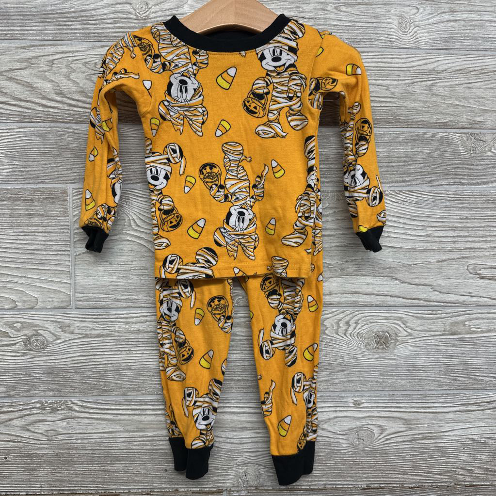 2 Pc LS PJs Mickey Minnie Mouse Mummy 3T
