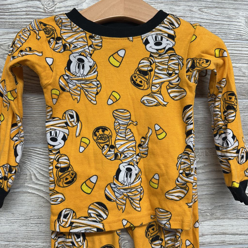 2 Pc LS PJs Mickey Minnie Mouse Mummy 3T