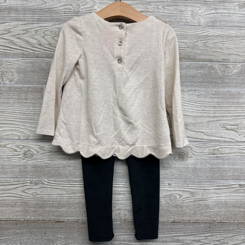 LS Scalloped Tunic & Velour Leggings 3T