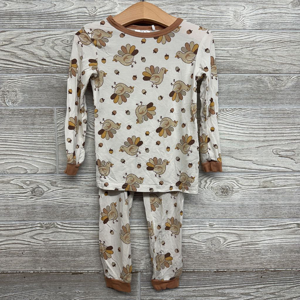 2 Pc LS Bamboo PJs Turkeys 4t