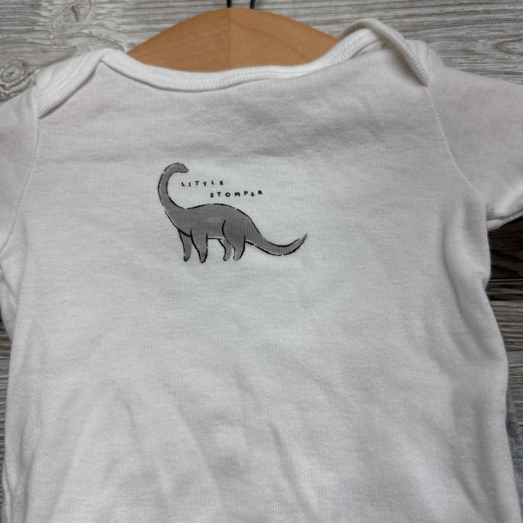 LS Bodysuit Little Stomper, Full Zip Hoodie & French Terry Joggers Dinosaurs 3M