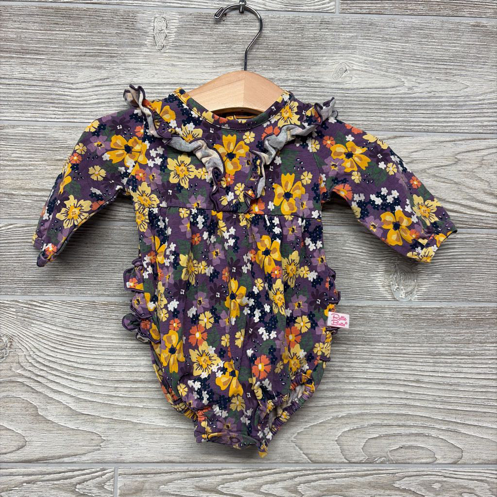 LS Romper Flowers Ruffles 0-3M