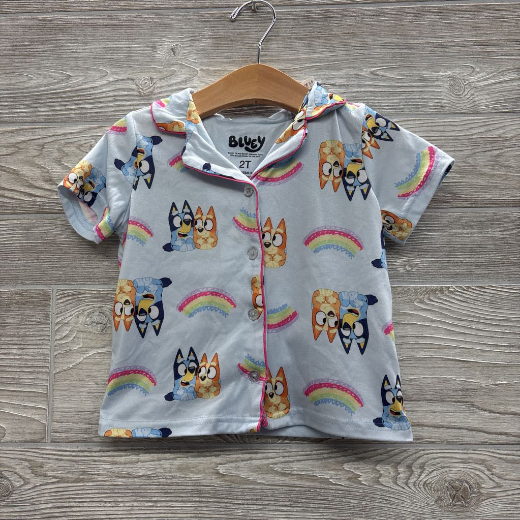 2 Pc Button Up PJs Rainbows 2T
