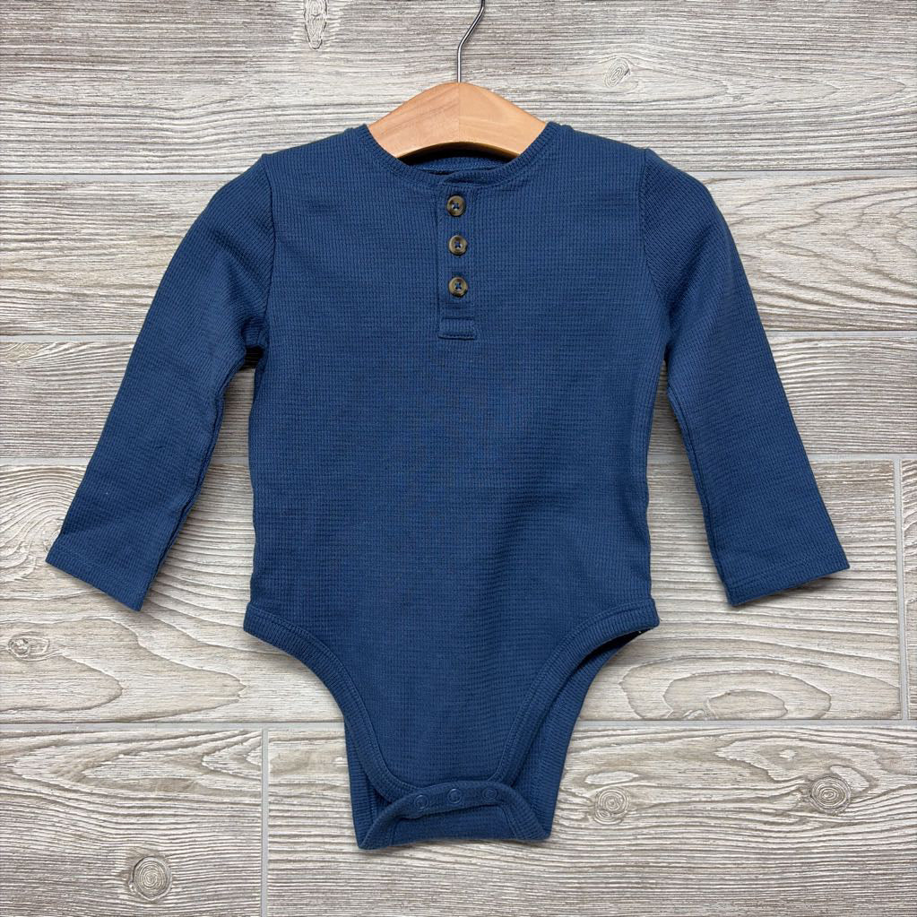LS Waffle Knit Henley Bodysuit 18M