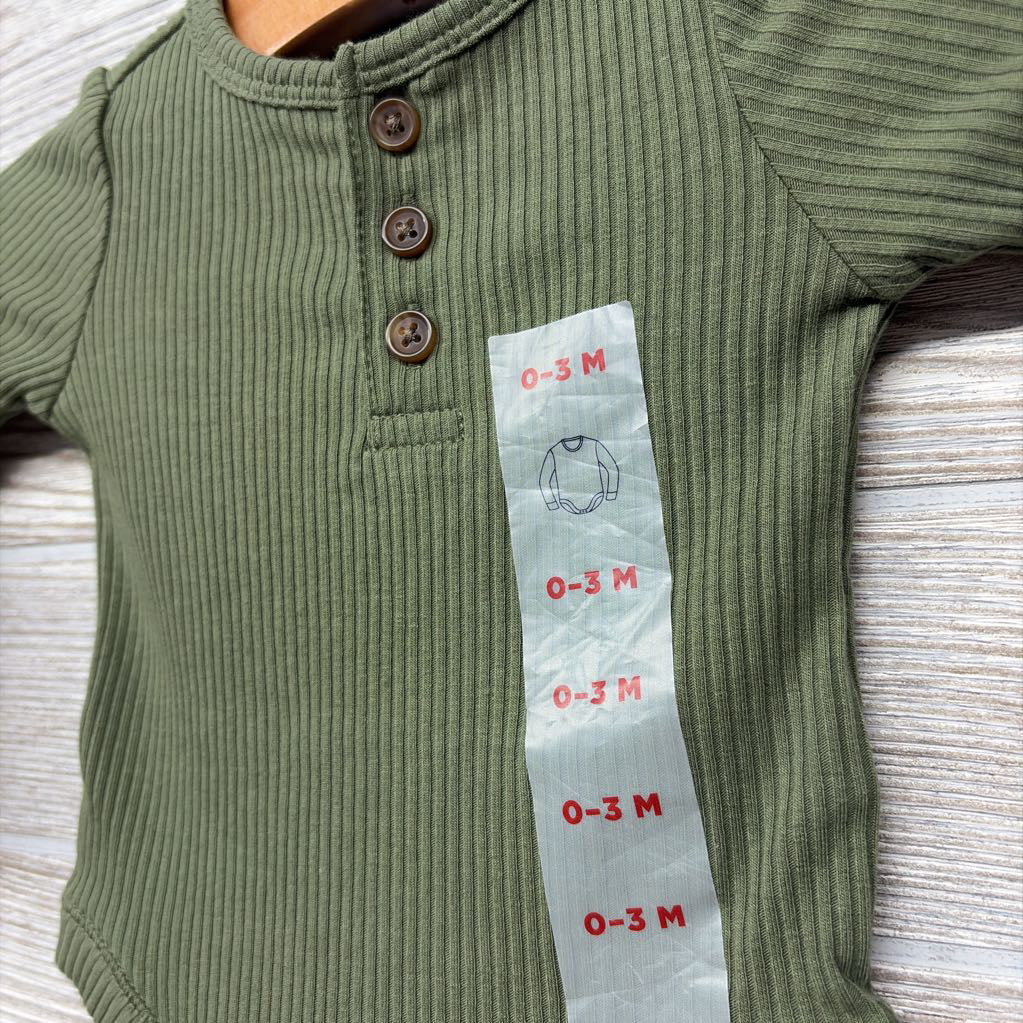 NEW LS Ribbed Henley Bodysuit 0-3M