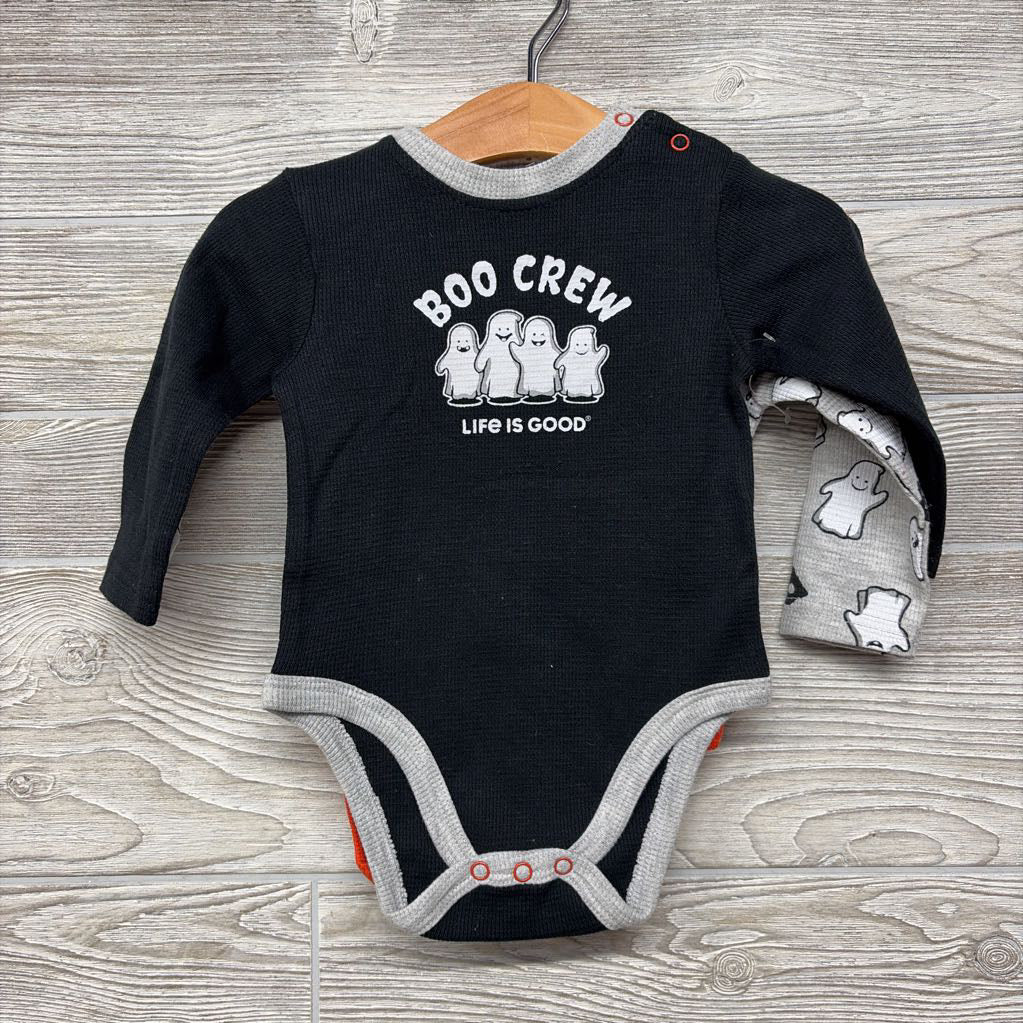 NEW 2 Pk LS Waffle Knit Bodysuits Boo Crew Ghosts 6-9M