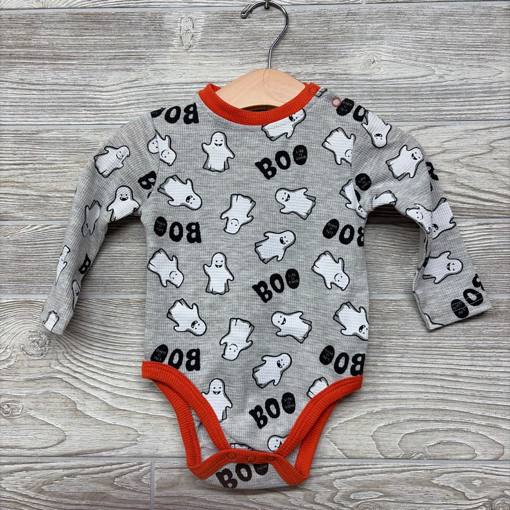 NEW 2 Pk LS Waffle Knit Bodysuits Boo Crew Ghosts 6-9M