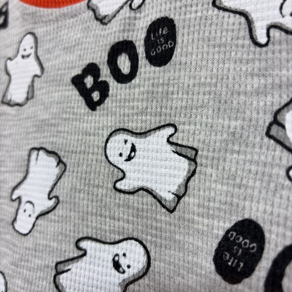 NEW 2 Pk LS Waffle Knit Bodysuits Boo Crew Ghosts 6-9M