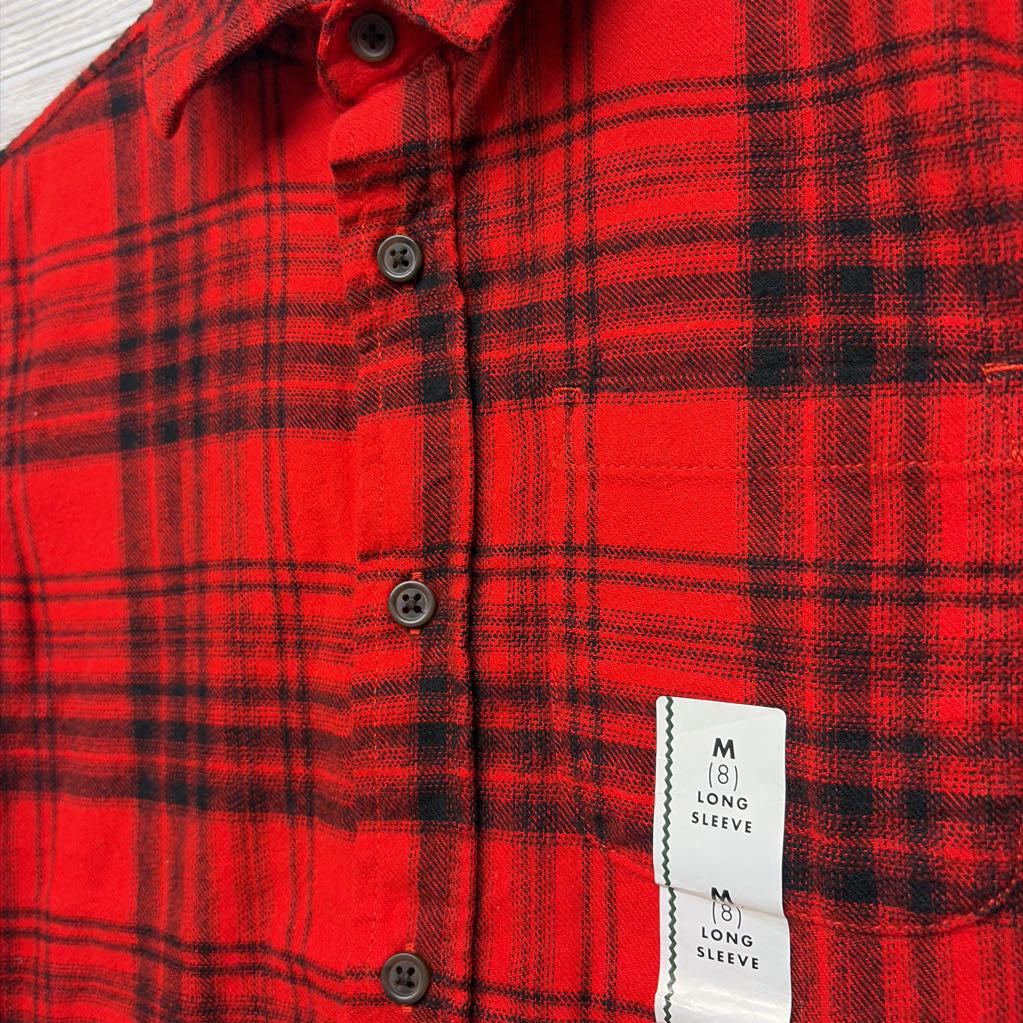 NEW LS Plaid Button Up Shirt Chest Pocket 8
