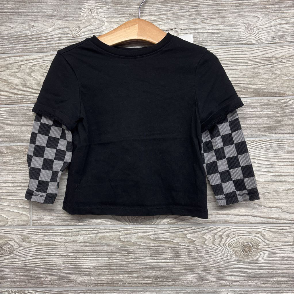 LS Twofer Waffle Knit Shirt Checker 2T