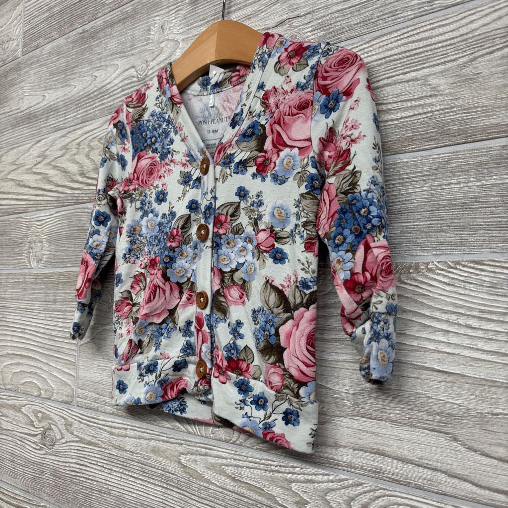 Bamboo French Terry Cardigan Flowers 12-18M