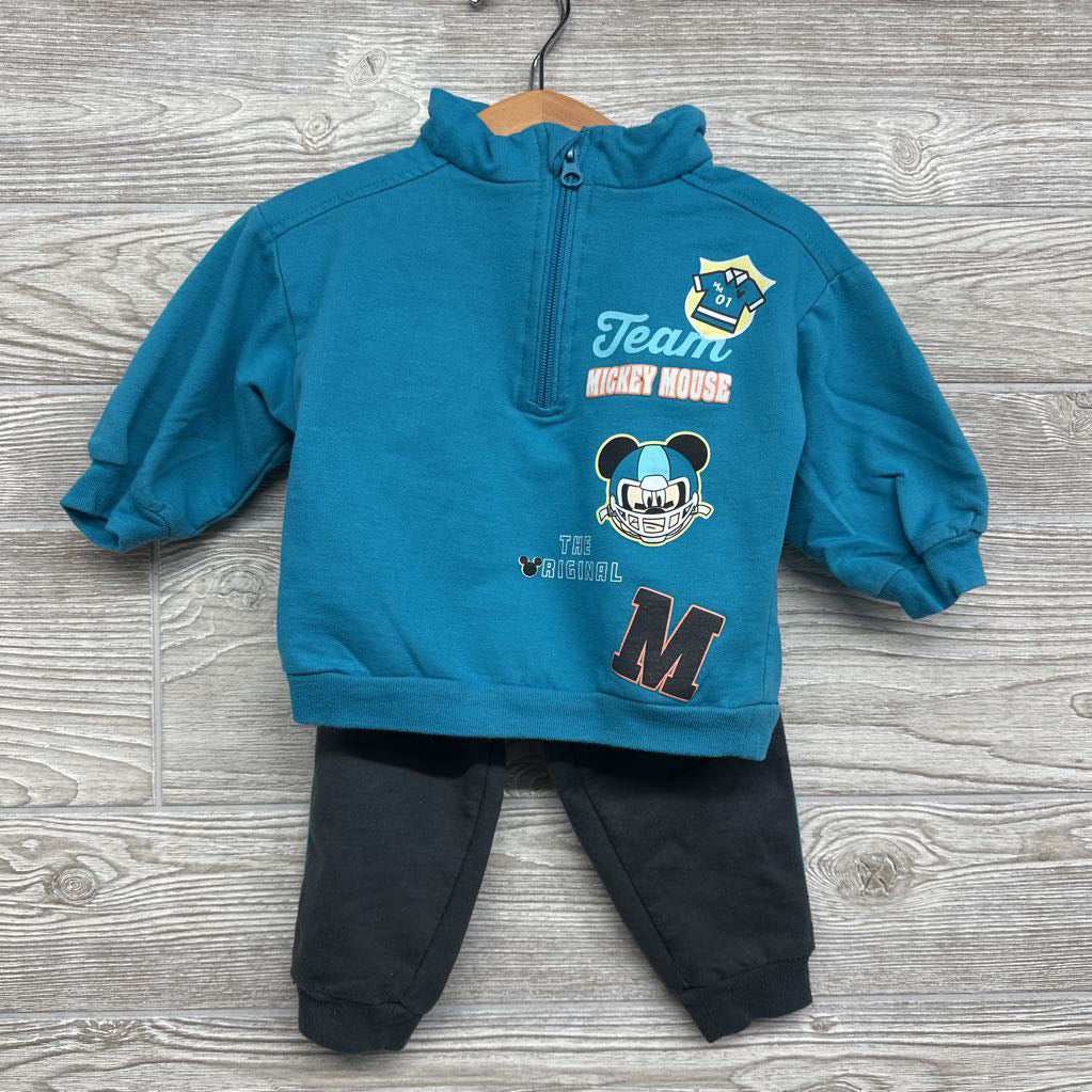 1/4 Zip Pullover Team Mickey Mouse & French Terry Joggers 12M