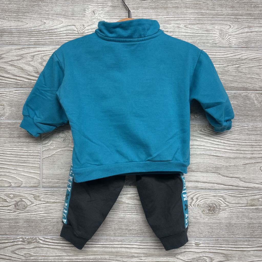 1/4 Zip Pullover Team Mickey Mouse & French Terry Joggers 12M