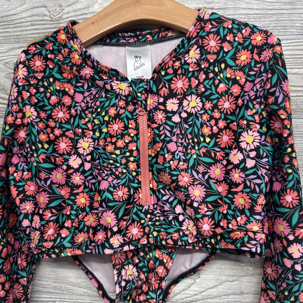 2 Pc LS Swimsuit Flowers 10-12