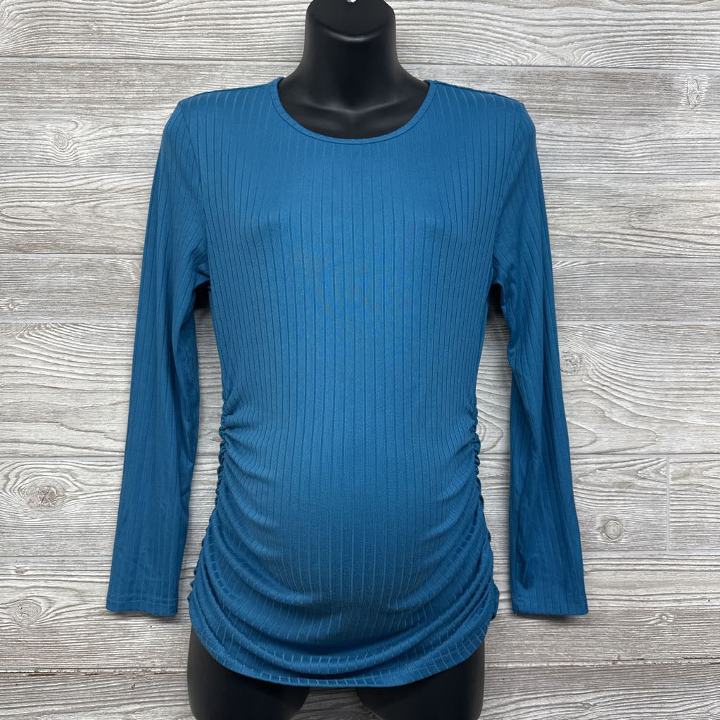 LS Ribbed Ruched Shirt Large